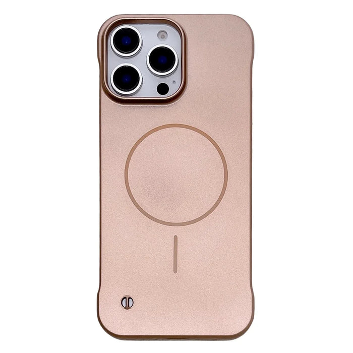 For iPhone 16 Pro Max Magnetic Case Borderless Hard PC Phone Back Cover - Gold - 1