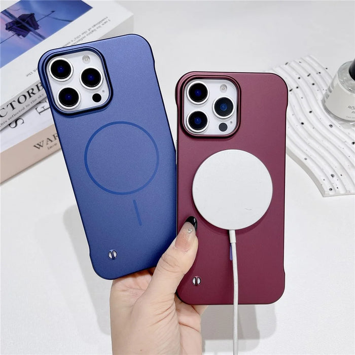 For iPhone 16 Pro Max Magnetic Case Borderless Hard PC Phone Back Cover - Gold - 4