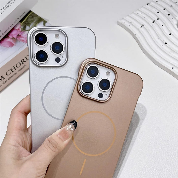 For iPhone 16 Pro Magnetic Case Borderless Hard PC Phone Back Cover - Gold - 6