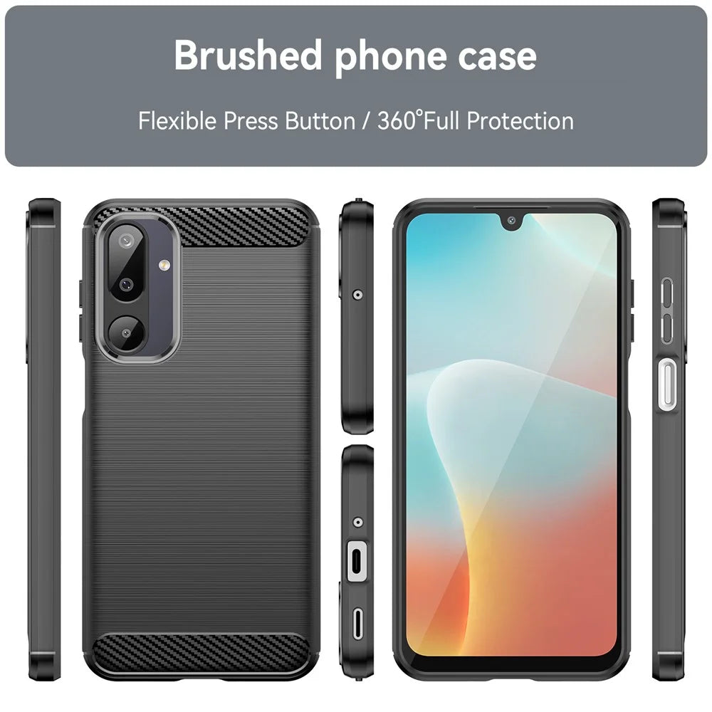 For Samsung Galaxy F36 5G / M36 5G / F16 5G / M16 5G Case Protective Phone Cover Carbon Fiber Texture Brushed - Black - 3