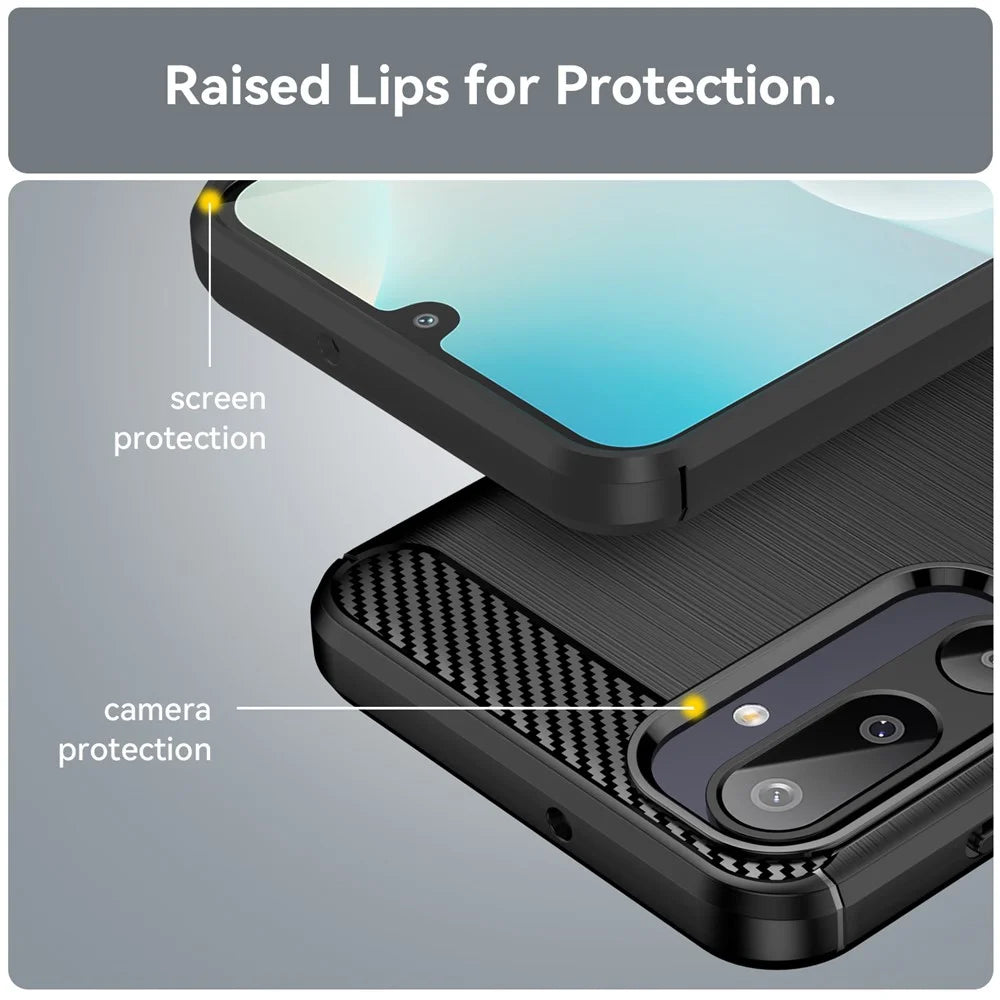 For Samsung Galaxy F36 5G / M36 5G / F16 5G / M16 5G Case Protective Phone Cover Carbon Fiber Texture Brushed - Black - 7