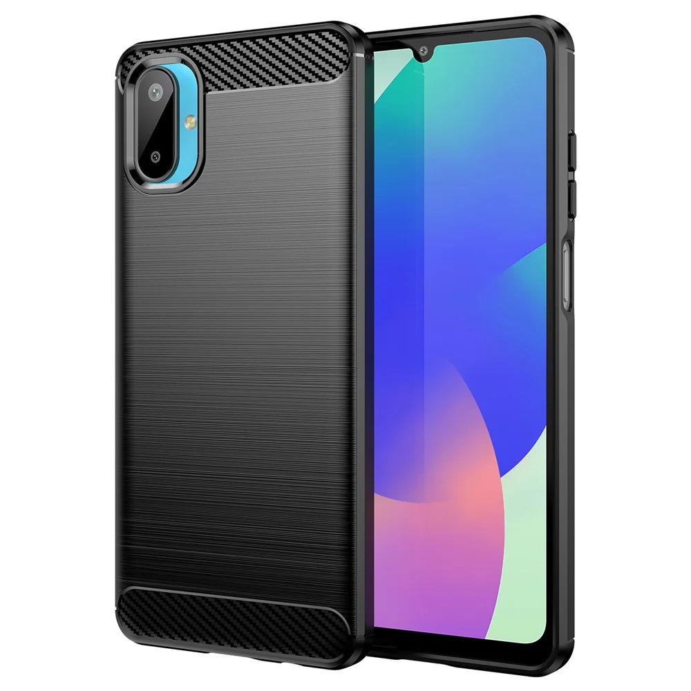 For Samsung Galaxy M06 5G / F06 5G Case Protective Phone Cover Carbon Fiber Texture Brushed - Black - 1