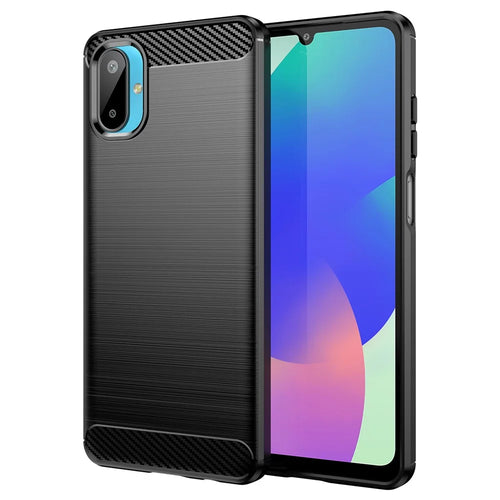 For Samsung Galaxy M06 5G / F06 5G Case Protective Phone Cover Carbon Fiber Texture Brushed - Black - 1