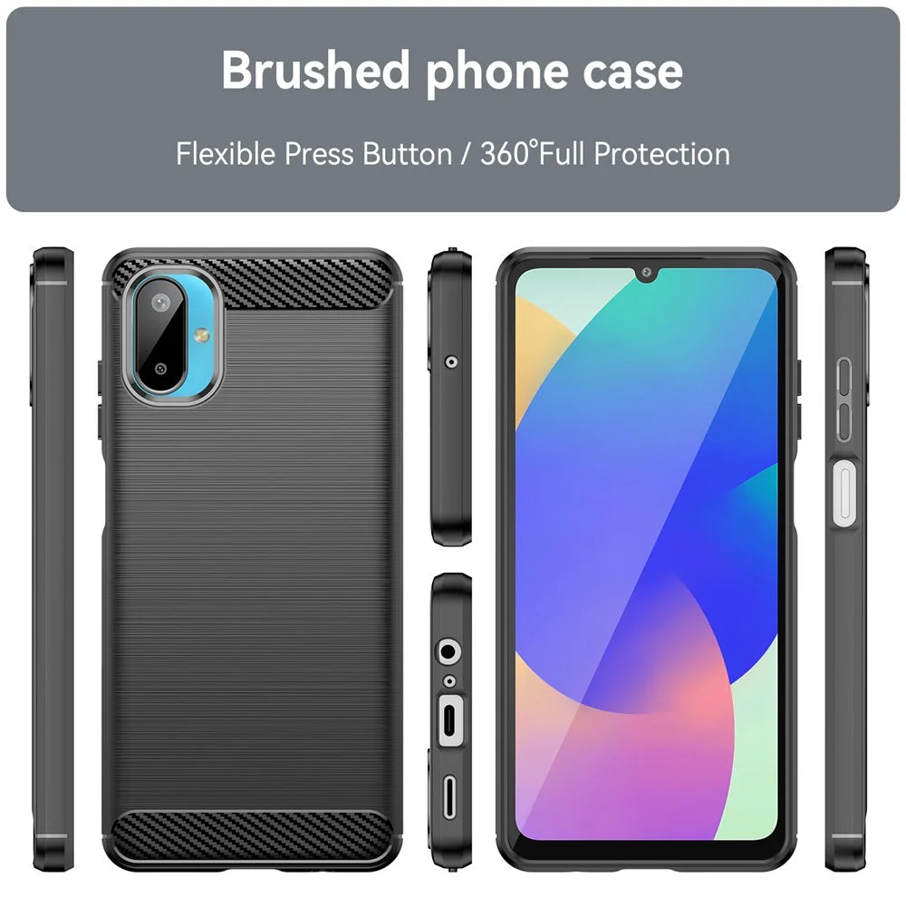 For Samsung Galaxy M06 5G / F06 5G Case Protective Phone Cover Carbon Fiber Texture Brushed - Black - 3
