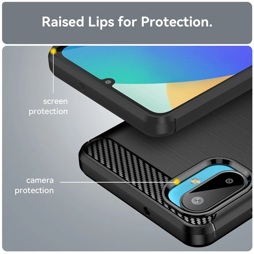 For Samsung Galaxy M06 5G / F06 5G Case Protective Phone Cover Carbon Fiber Texture Brushed - Black - 7