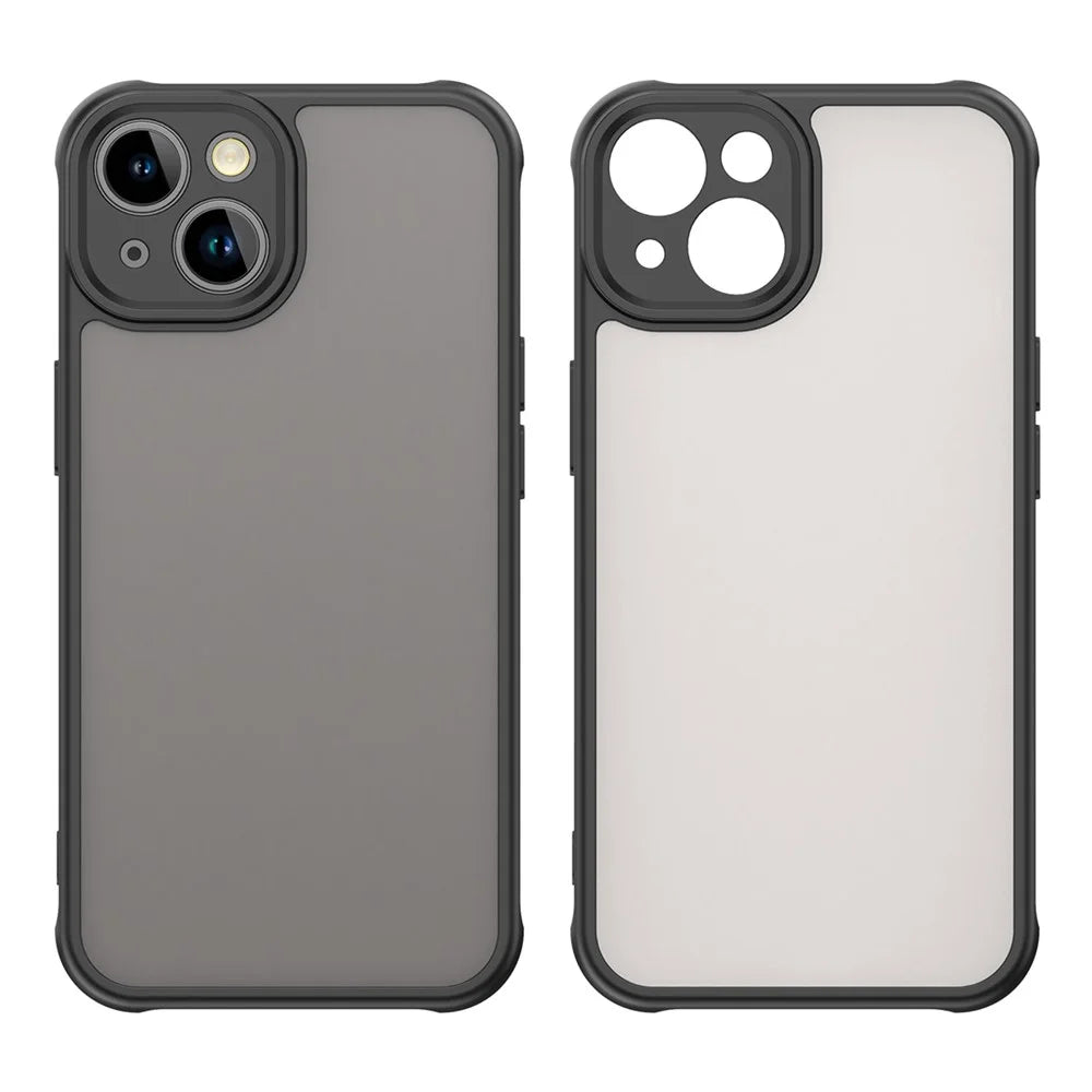 For iPhone 13 Case Drop Proof Airbags Frosted Translucent PC + TPU Phone Back Cover - Black - 2