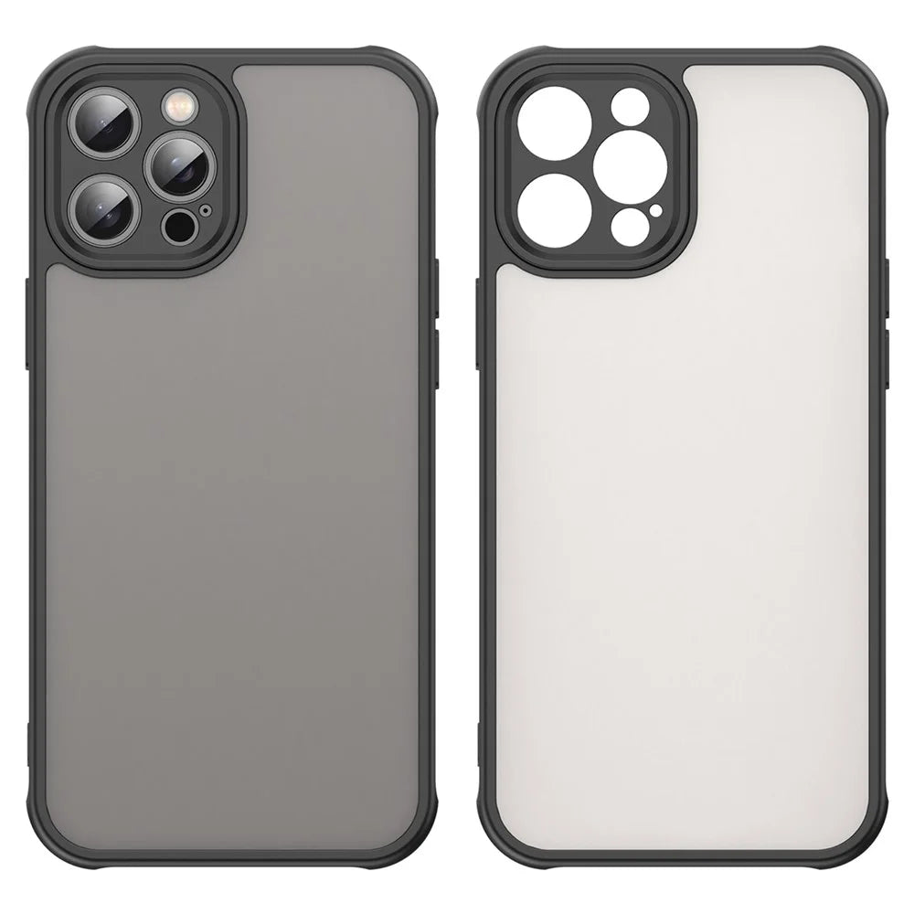 For iPhone 12 Pro Max Case Drop Proof Airbags Frosted Translucent PC + TPU Phone Back Cover - Black - 2