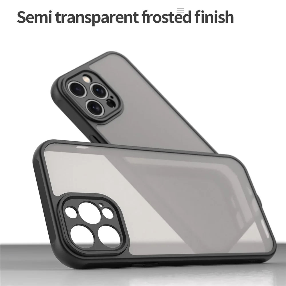 For iPhone 12 Pro Max Case Drop Proof Airbags Frosted Translucent PC + TPU Phone Back Cover - Black - 6