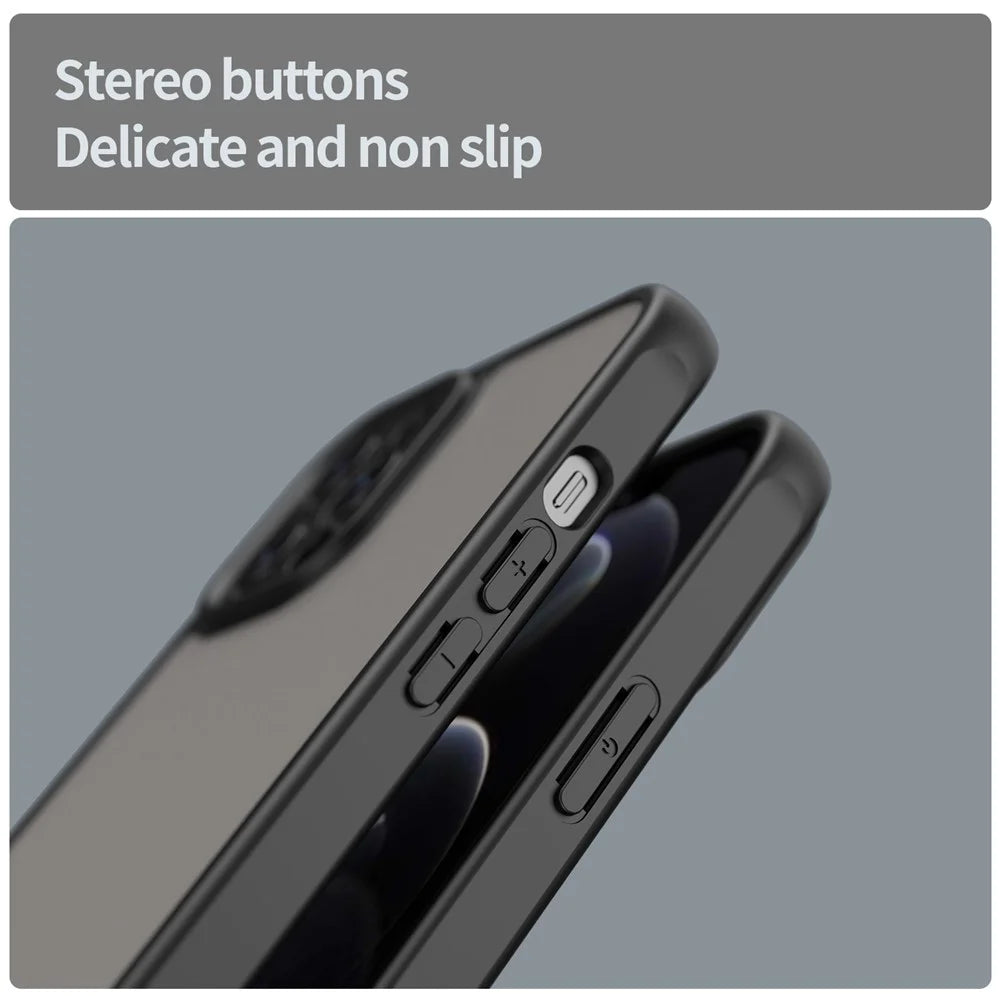 For iPhone 12 Pro Max Case Drop Proof Airbags Frosted Translucent PC + TPU Phone Back Cover - Black - 7