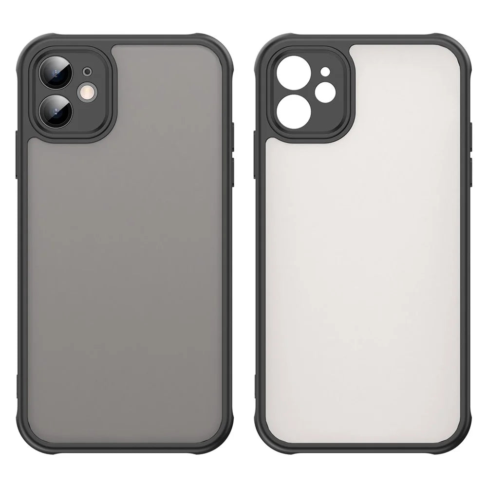 For iPhone 11 Case Drop Proof Airbags Frosted Translucent PC + TPU Phone Back Cover - Black - 2
