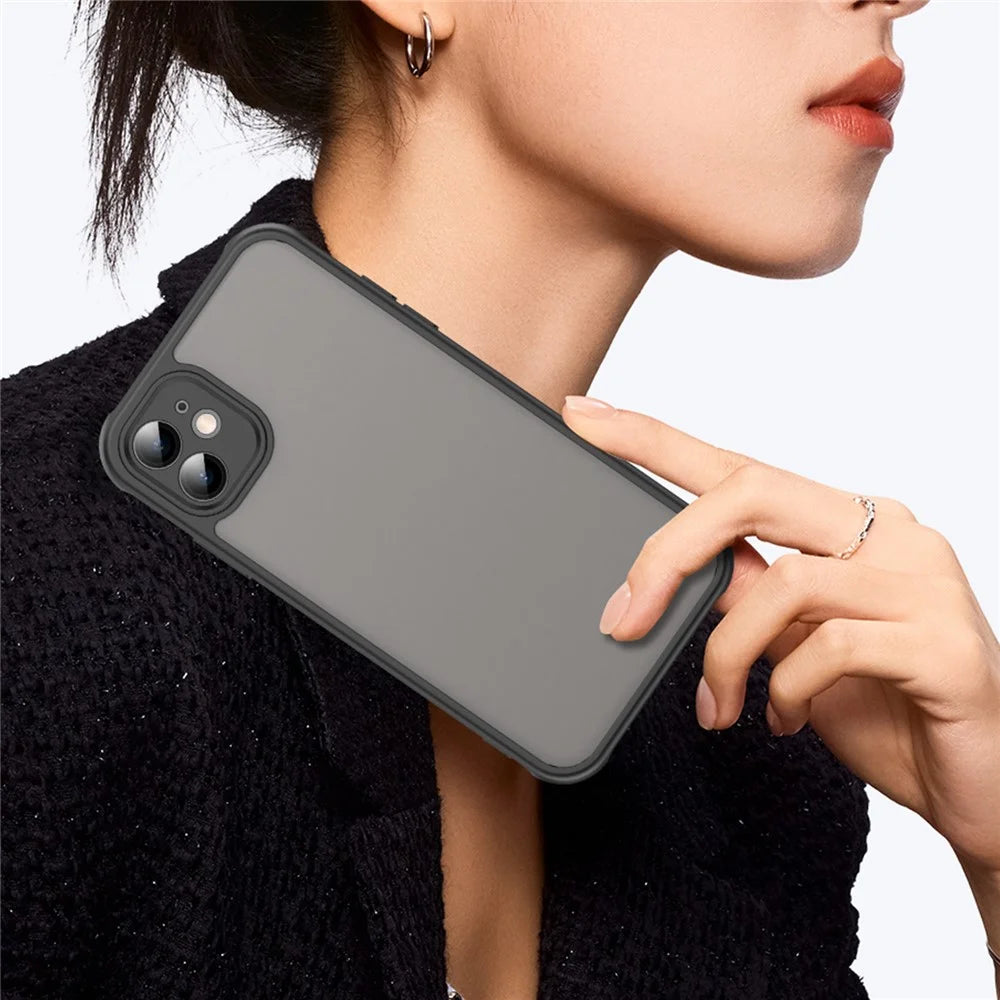 For iPhone 11 Case Drop Proof Airbags Frosted Translucent PC + TPU Phone Back Cover - Black - 4