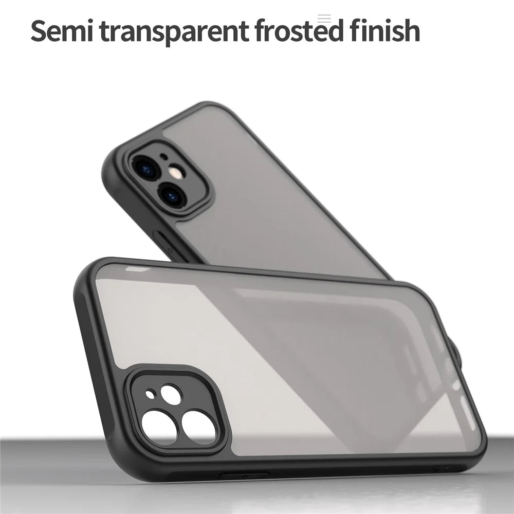 For iPhone 11 Case Drop Proof Airbags Frosted Translucent PC + TPU Phone Back Cover - Black - 6
