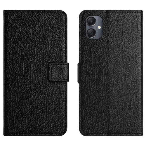 For Samsung Galaxy A07 4G / A06 5G / A06 4G Case PU Leather Wallet Phone Cover Litchi Texture, Black - 1