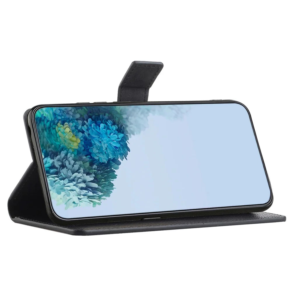 For Samsung Galaxy A07 4G / A06 5G / A06 4G Case PU Leather Wallet Phone Cover Litchi Texture, Black - 3