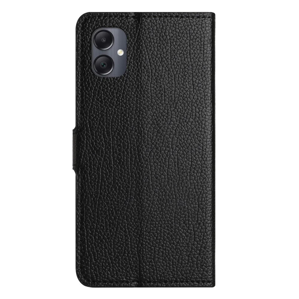 For Samsung Galaxy A07 4G / A06 5G / A06 4G Case PU Leather Wallet Phone Cover Litchi Texture, Black - 5
