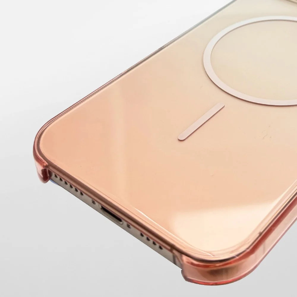 For iPhone 16 Pro Magnetic Case Gradient Color Hard PC Phone Cover Camera Lens Frame Kickstand - Gold - 6