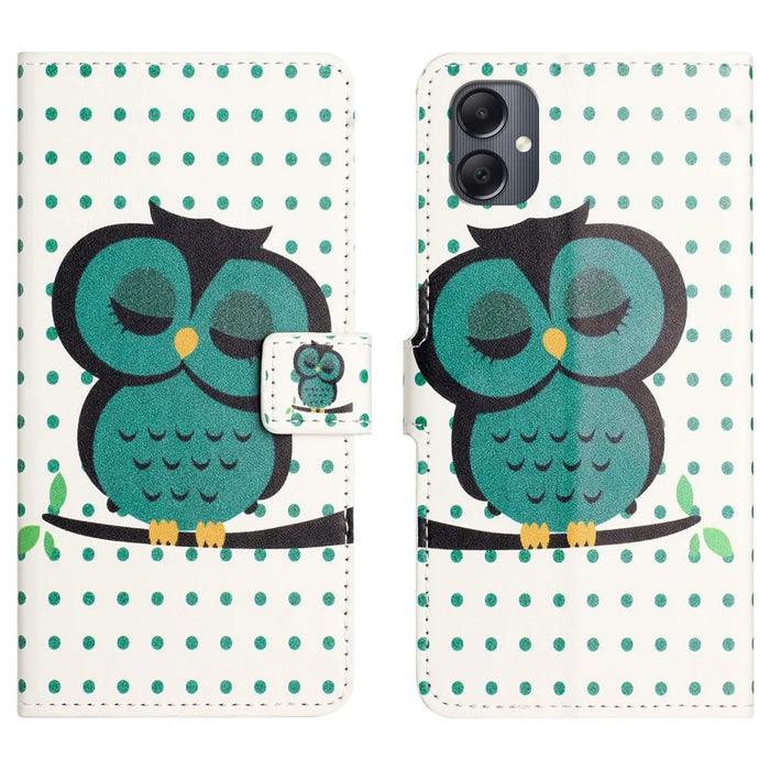 For Samsung Galaxy A07 4G / A06 5G / A06 4G Case Pattern Print PU Leather Wallet Phone Cover - Dots Owl - 1