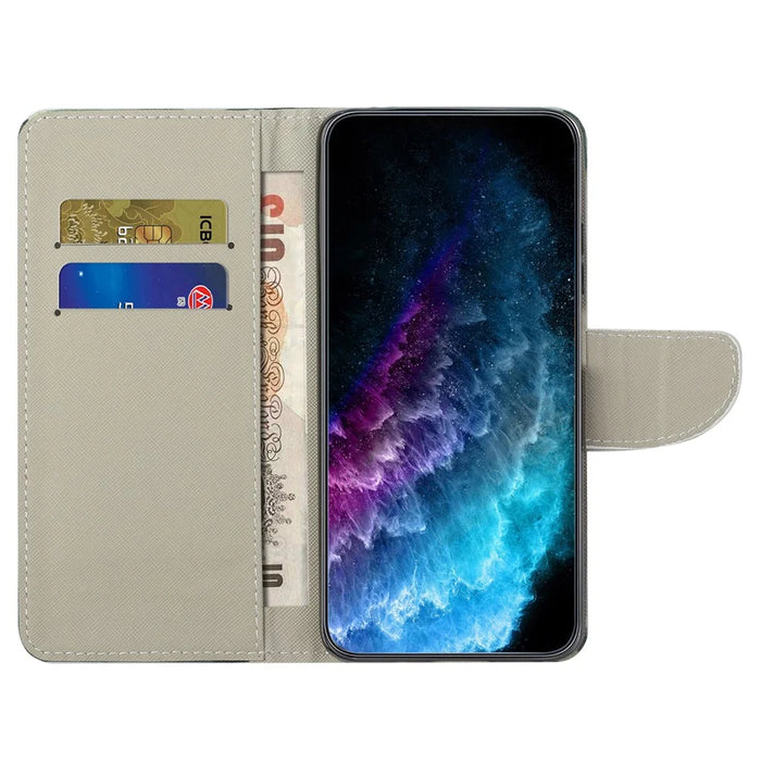 For Samsung Galaxy A07 4G / A06 5G / A06 4G Case Pattern Printing Cross Texture Leather Phone Cover - Green Tree - 2