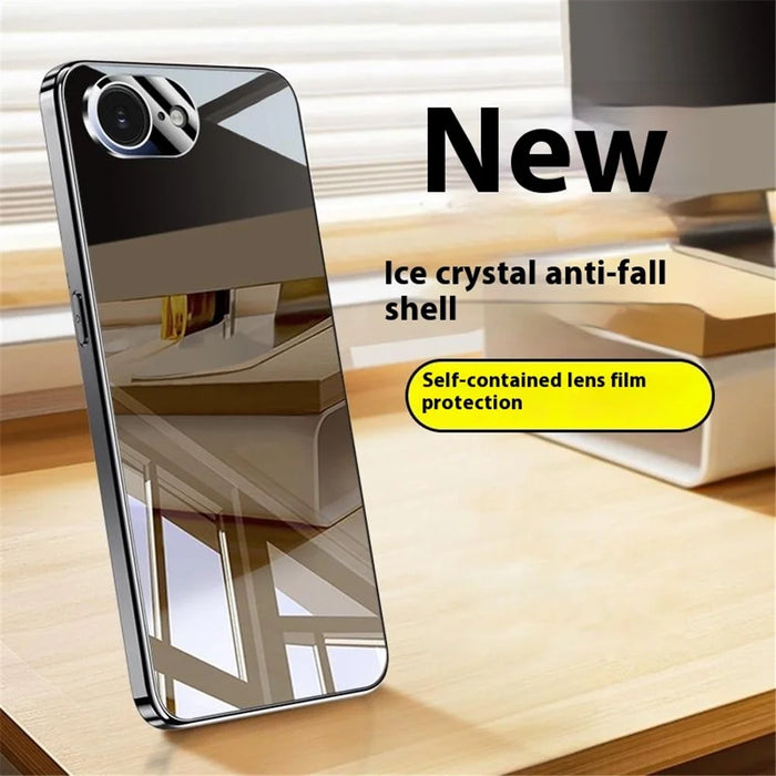 For iPhone 17e / 16e Case Electroplating PC Phone Back Cover with Camera Lens Protector - Black - 2