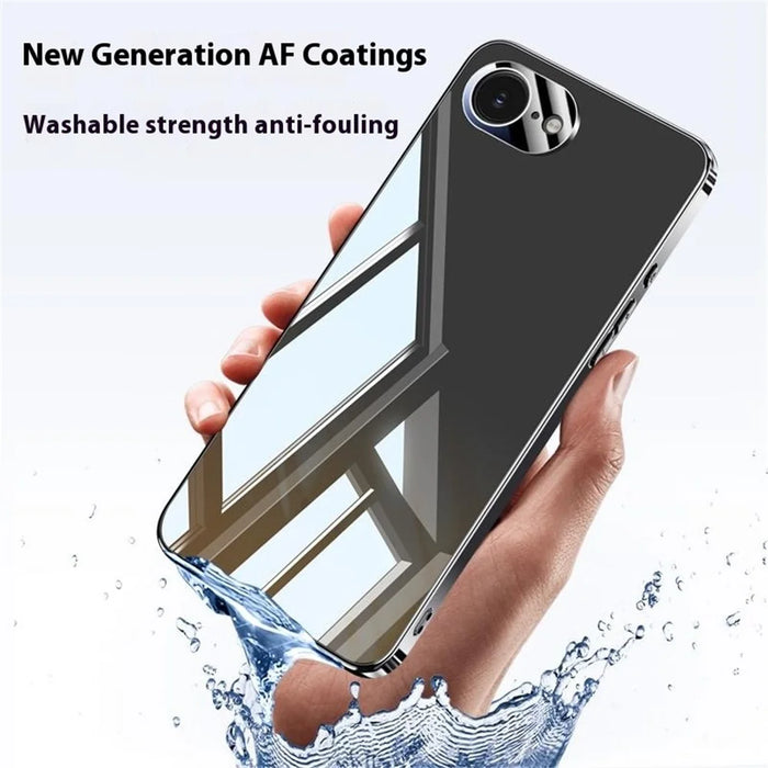 For iPhone 17e / 16e Case Electroplating PC Phone Back Cover with Camera Lens Protector - Black - 3