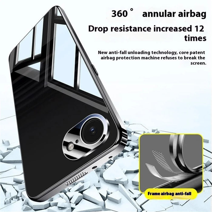 For iPhone 17e / 16e Case Electroplating PC Phone Back Cover with Camera Lens Protector - Black - 6