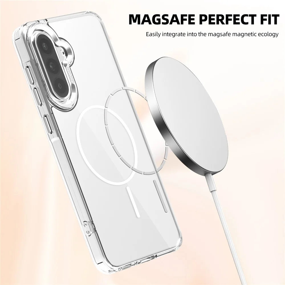 For Samsung Galaxy A36 5G / A56 5G Magnetic Case TPU PC Clear Phone Cover - Transparent Black - 4