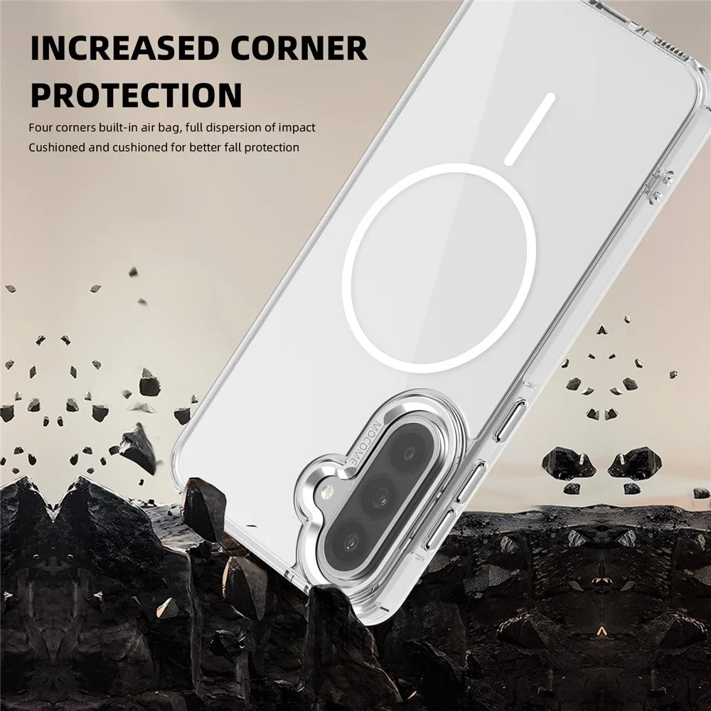 For Samsung Galaxy A36 5G / A56 5G Magnetic Case TPU PC Clear Phone Cover - Transparent Black - 5