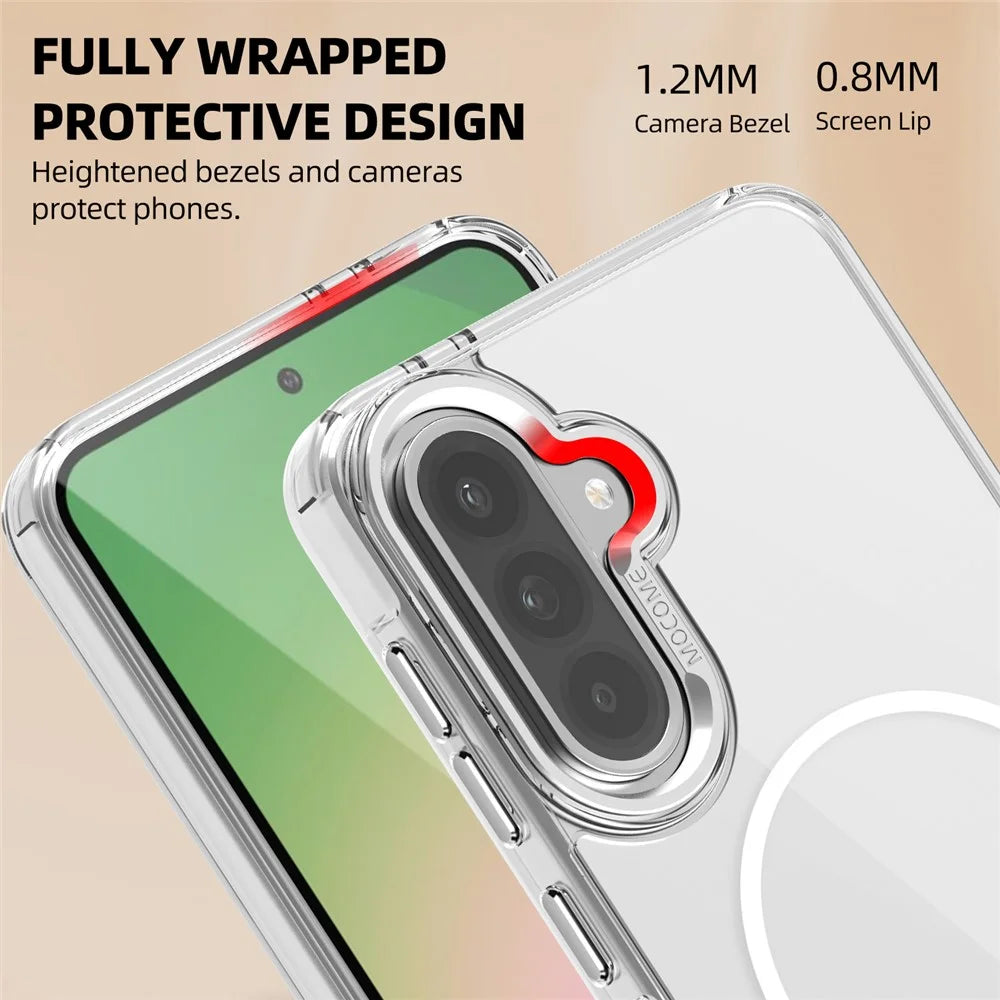 For Samsung Galaxy A36 5G / A56 5G Magnetic Case TPU PC Clear Phone Cover - Transparent Black - 6