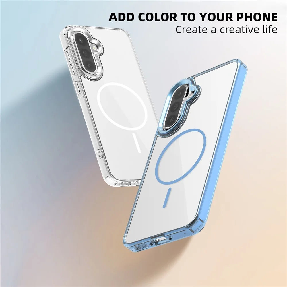 For Samsung Galaxy A36 5G / A56 5G Magnetic Case TPU PC Clear Phone Cover - Transparent Black - 7