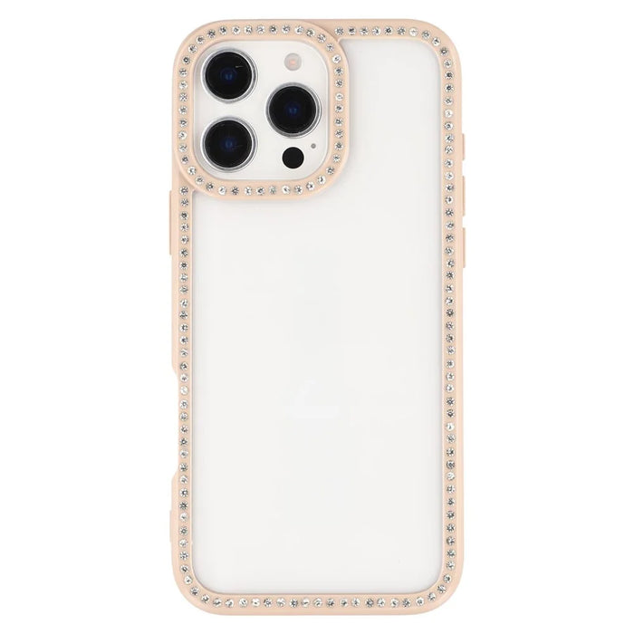 For iPhone 16 Pro Case Sparkling Rhinestone Decor TPU + PC Clear Phone Back Cover - Brown - 3
