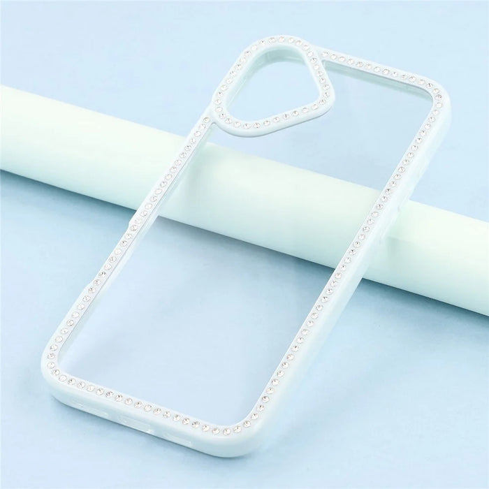 For iPhone 16 Case Sparkling Rhinestone Decor TPU + PC Clear Phone Back Cover - Blue - 6