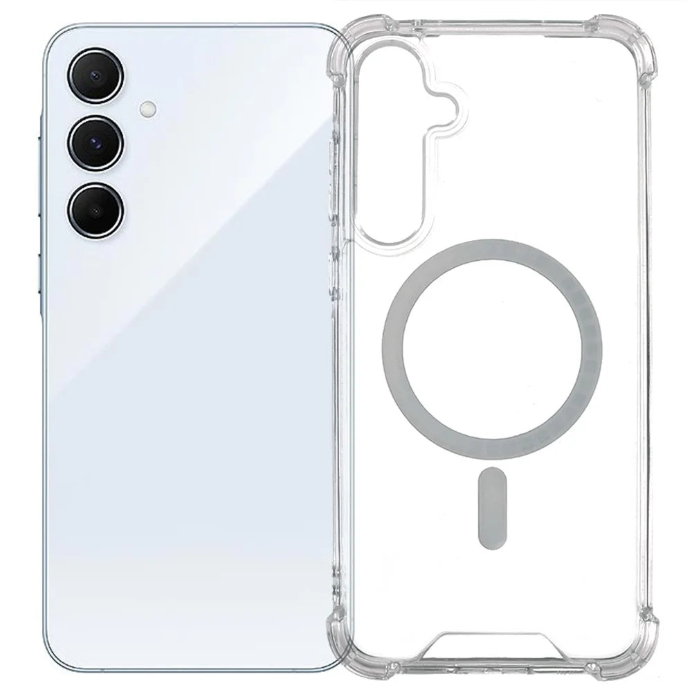 For Samsung Galaxy A55 5G Clear Phone Case Magnetic Case 1.5mm Shockproof Back Cover - 1