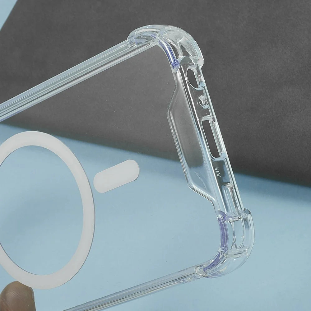 For Samsung Galaxy A15 4G  /  5G Clear Phone Magnetic Case 1.5mm Shockproof Back Cover - 6