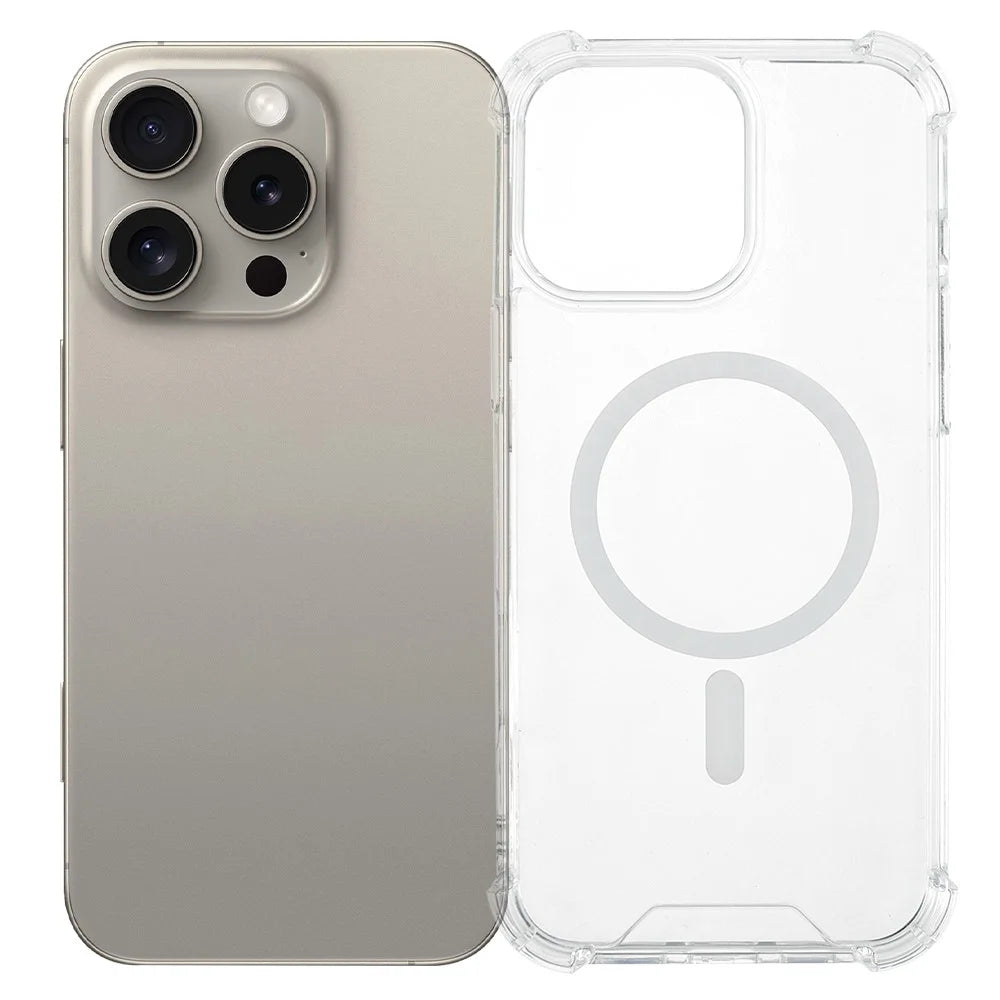 For iPhone 16 Pro Max Clear Phone Case Compatible with MagSafe 1.5mm Shockproof Back Cover - 1