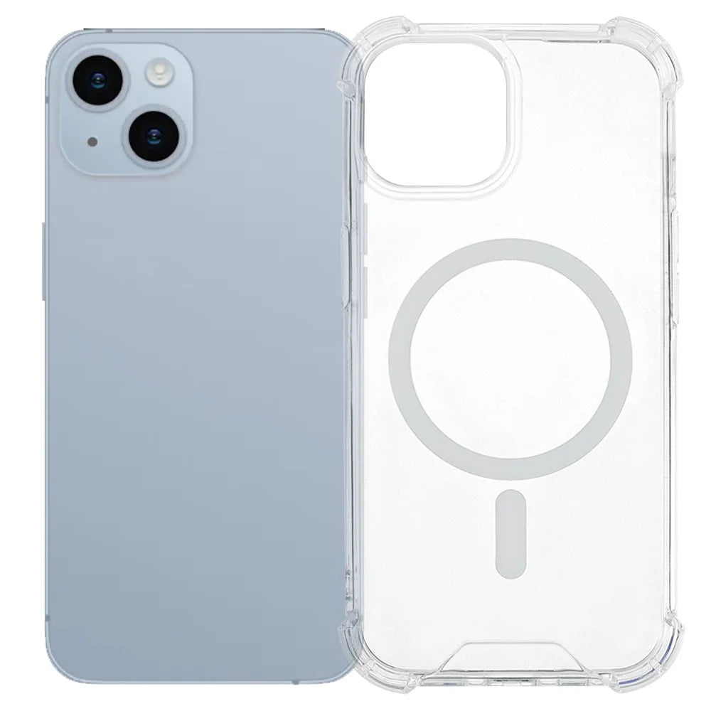 For iPhone 15 Clear Phone Case Compatible with MagSafe 1.5mm Shockproof Back Cover - 1
