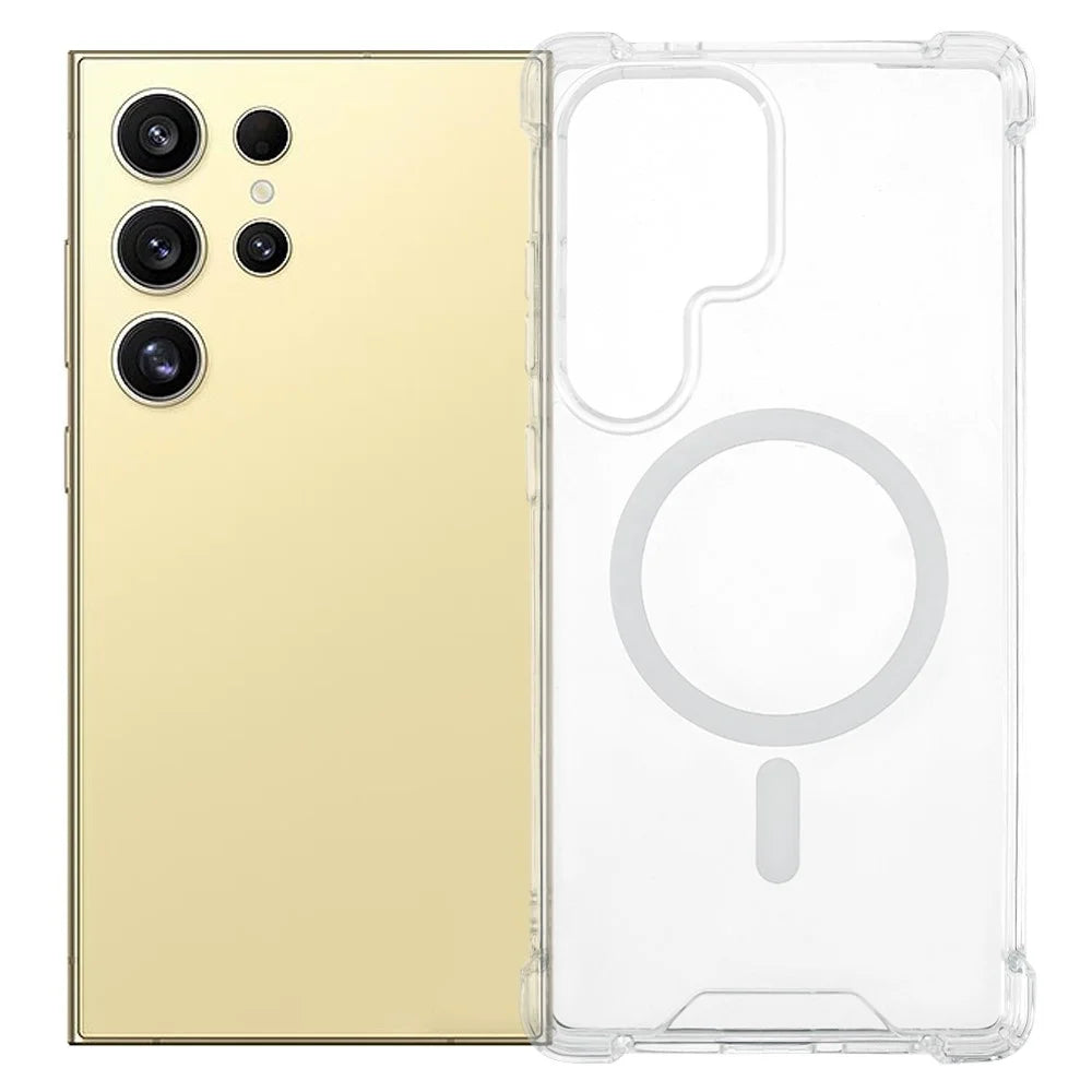 For Samsung Galaxy S24 Ultra Clear Phone Magnetic Case 1.5mm Shockproof Back Cover - 1