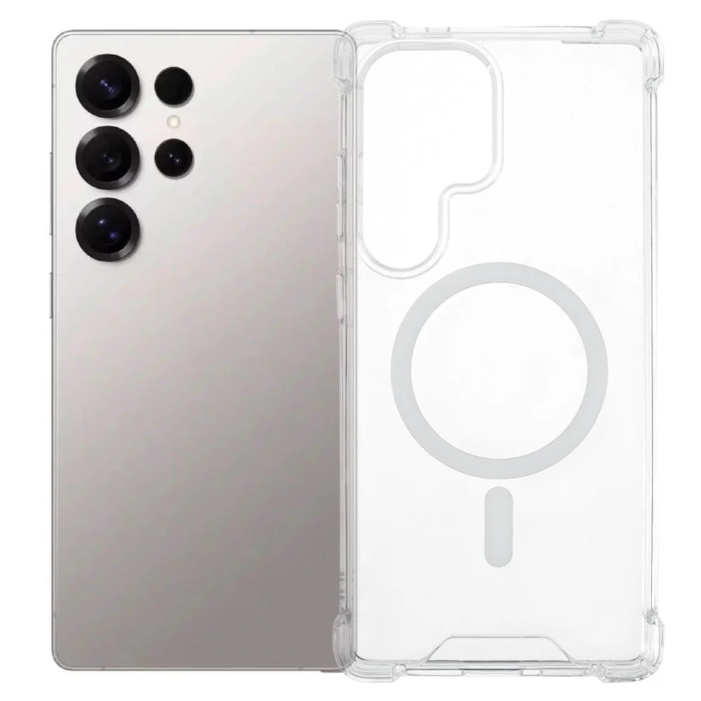 For Samsung Galaxy S25 Ultra Clear Phone Magnetic Case 1.5mm Shockproof Back Cover - 1