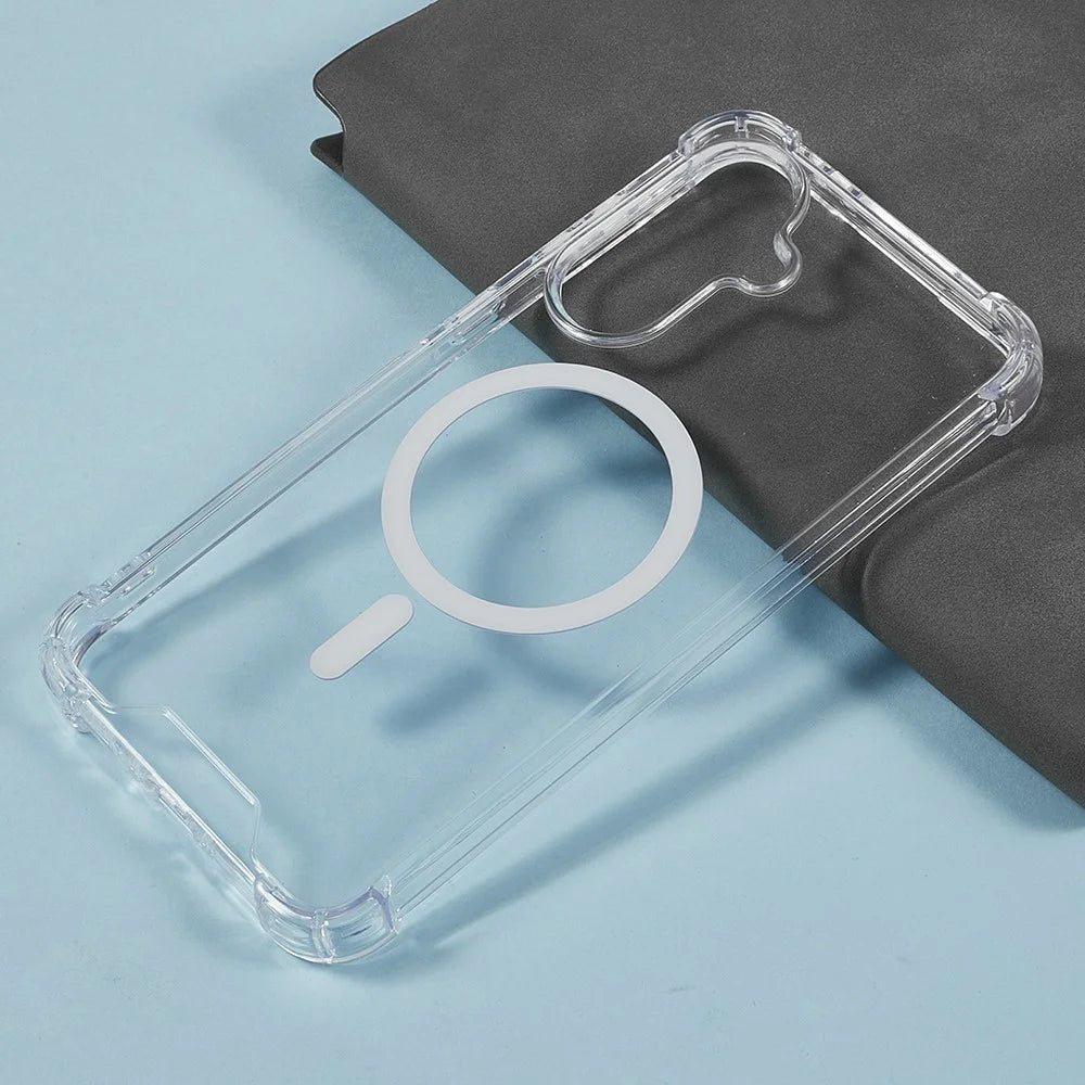 For Samsung Galaxy A26 5G Clear Phone Magnetic Case 1.5mm Shockproof Back Cover - 3