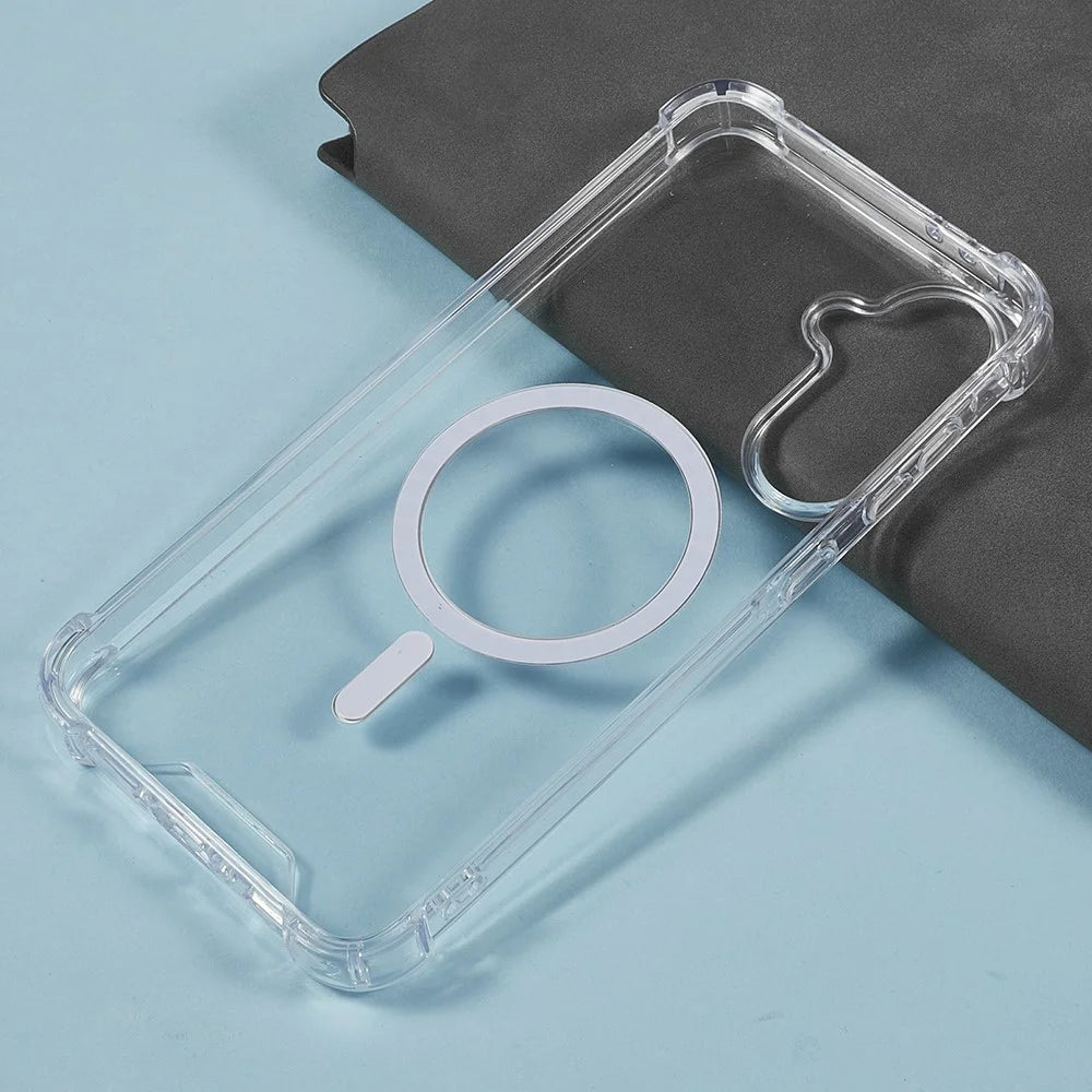 For Samsung Galaxy A26 5G Clear Phone Magnetic Case 1.5mm Shockproof Back Cover - 4