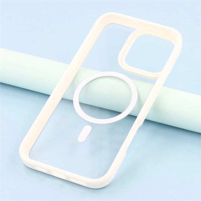 For iPhone 16 Pro Max Case Compatible with MagSafe Sparkling Rhinestone Decor TPU + PC Clear Phone Back Cover - White - 7
