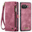 CASEME For Google Pixel 9a Phone Cases  008 Leather Cover with Detachable Wallet and Strap - Red - 2