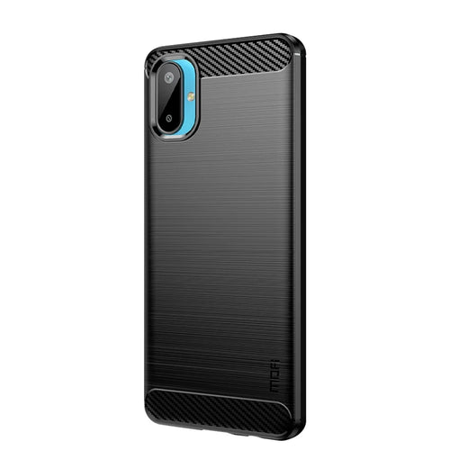 MOFI For Samsung Galaxy M06 5G Back Cover  Brushed Texture Carbon Fiber Soft TPU Case - Black - 1