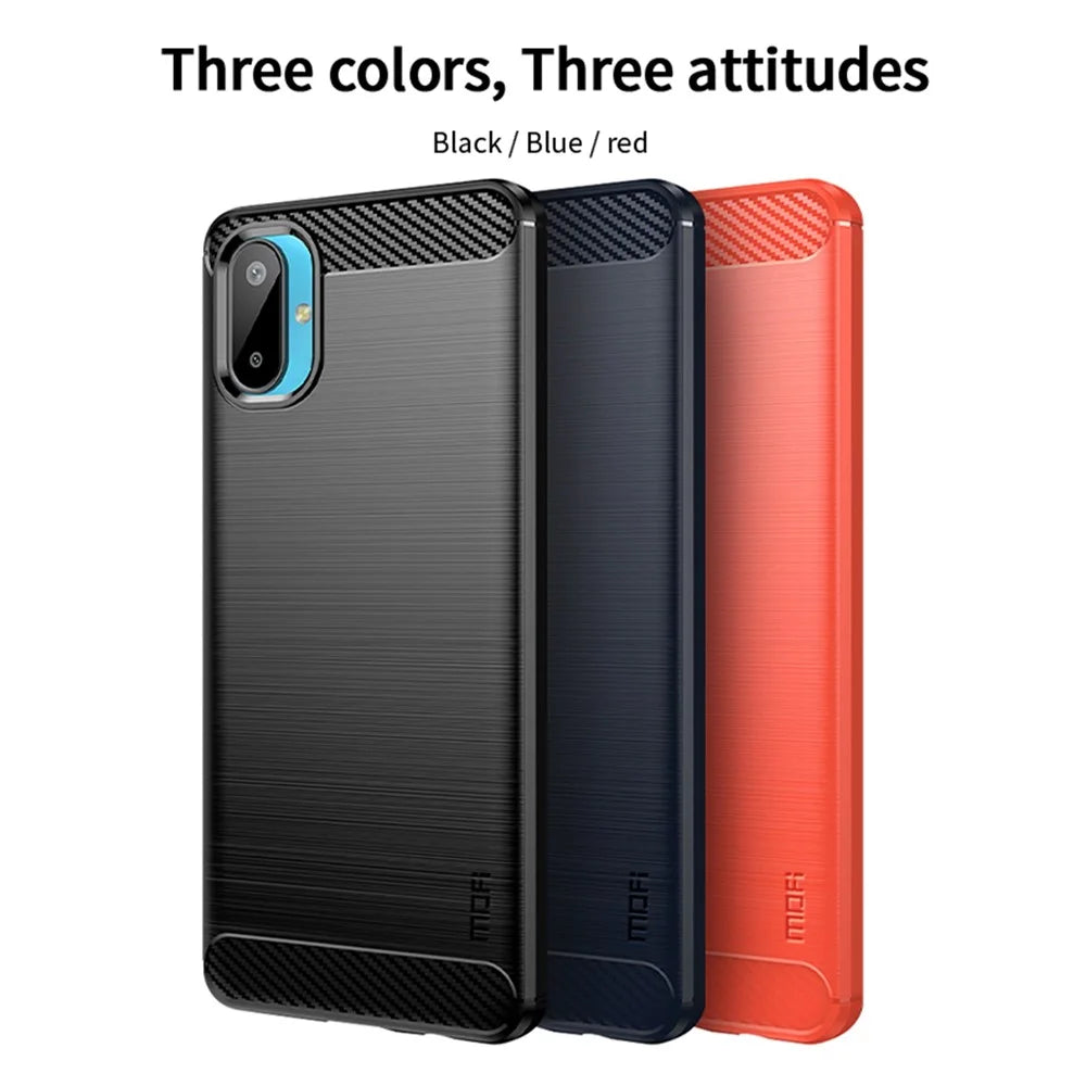 MOFI For Samsung Galaxy M06 5G Back Cover  Brushed Texture Carbon Fiber Soft TPU Case - Black - 3