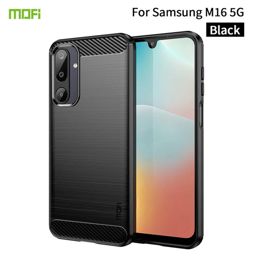 MOFI For Samsung Galaxy M16 5G / F16 5G Back Cover  Brushed Texture Carbon Fiber Soft TPU Case - Black - 2