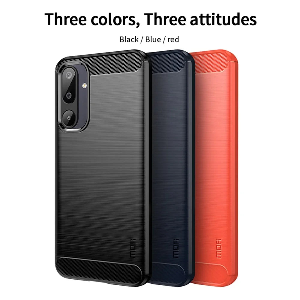 MOFI For Samsung Galaxy M16 5G / F16 5G Back Cover  Brushed Texture Carbon Fiber Soft TPU Case - Black - 3