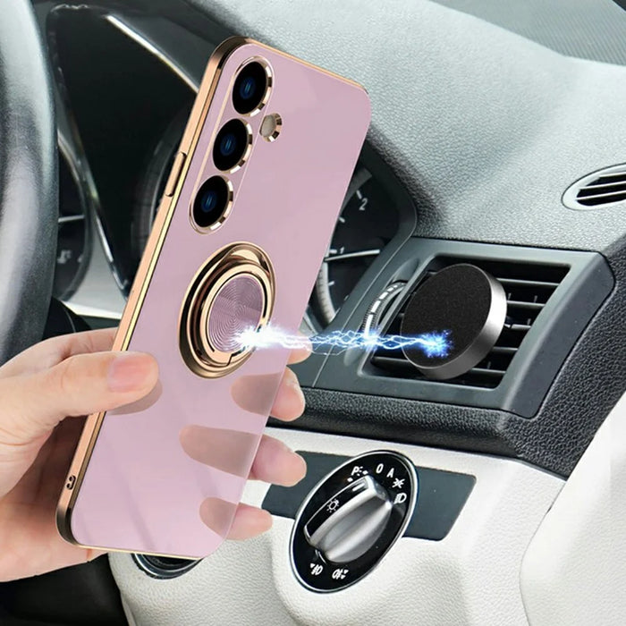 For Samsung Galaxy A36 5G Case Precise Cutouts 6D Electroplating TPU Phone Cover with Ring Holder - Light Purple - 4