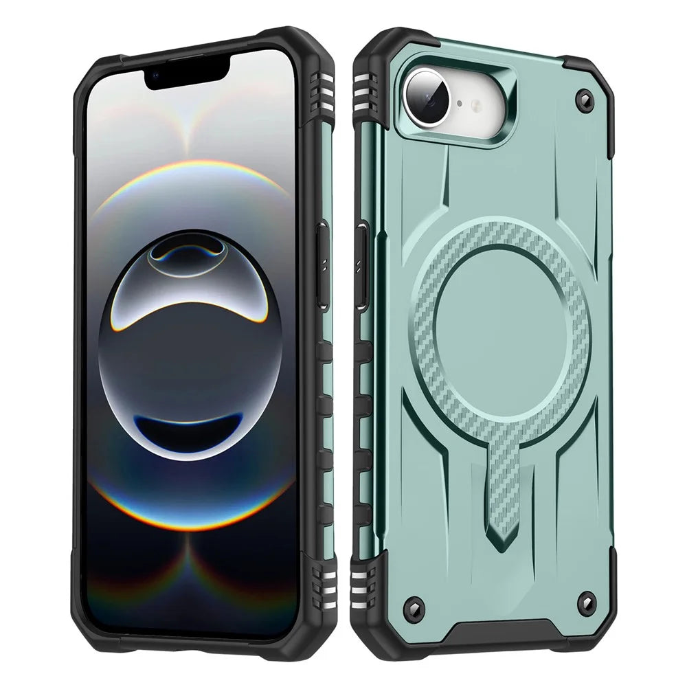 For iPhone 17e / 16e Case Compatible with MagSafe Four Corner Airbags PC + TPU Phone Cover - Midnight Green - 1