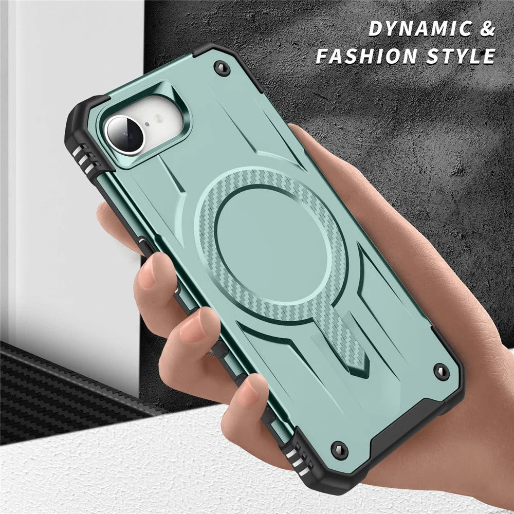 For iPhone 17e / 16e Case Compatible with MagSafe Four Corner Airbags PC + TPU Phone Cover - Midnight Green - 4