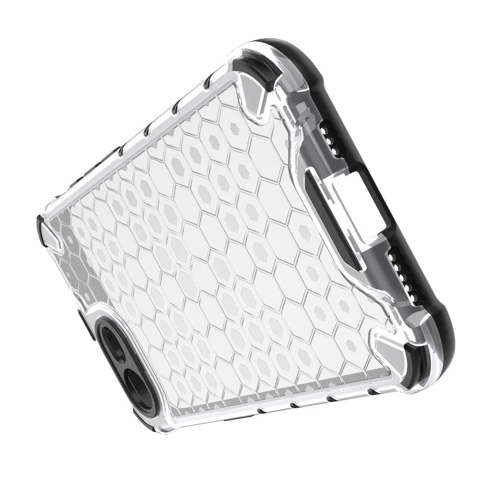 For iPhone 17e / 16e Case PC + TPU Phone Cover Honeycomb Shape - Grey - 4
