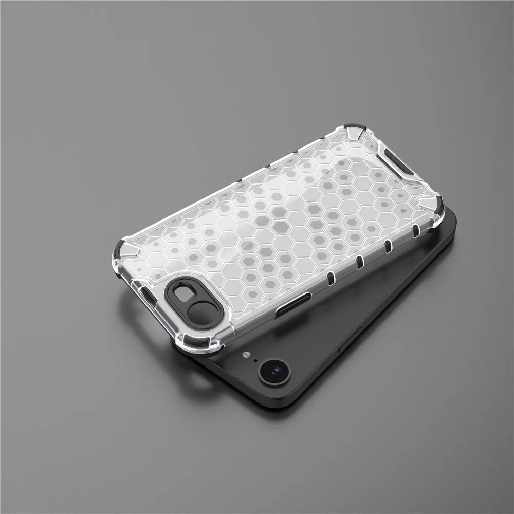 For iPhone 17e / 16e Case PC + TPU Phone Cover Honeycomb Shape - Grey - 7